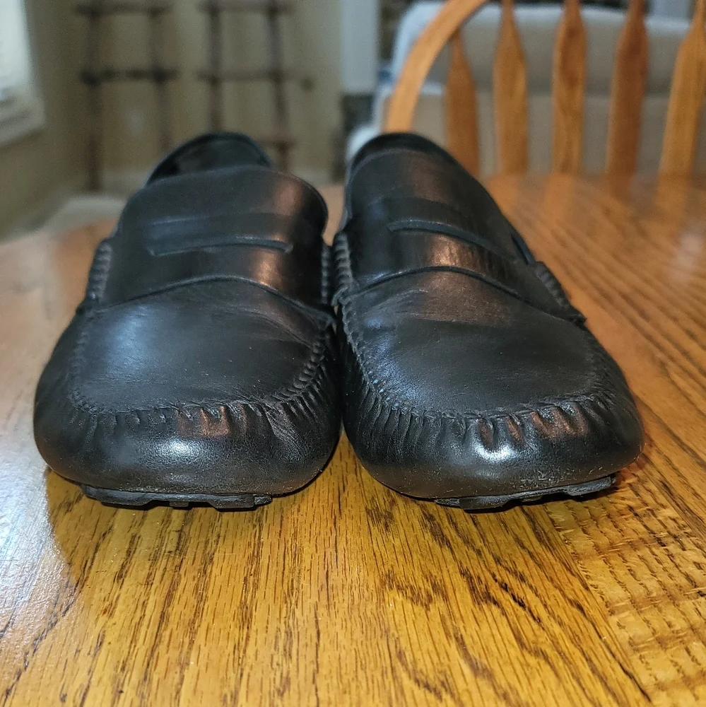 Gucci GG Logo Black Genuine Leather Drivers Loafers Shoes